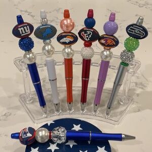🏈 Handcrafted Beaded Football Pens
